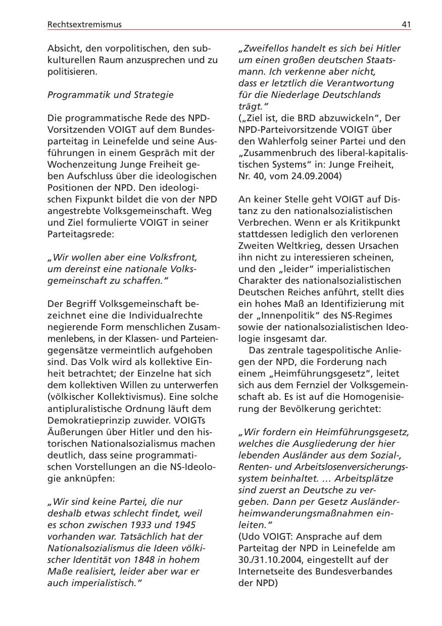 Seite 41 des Verfassungsschutzbericht 2004 Niedersachsen