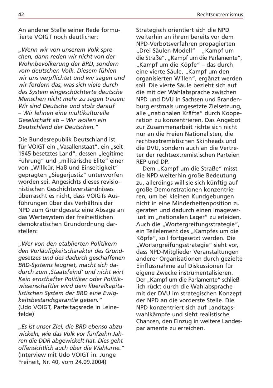 Seite 42 des Verfassungsschutzbericht 2004 Niedersachsen