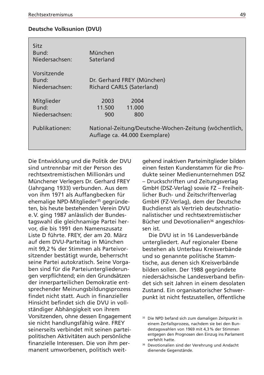 Seite 49 des Verfassungsschutzbericht 2004 Niedersachsen