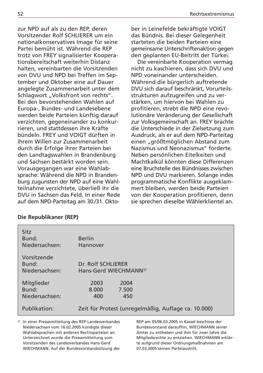 Seite 52 des Verfassungsschutzbericht 2004 Niedersachsen