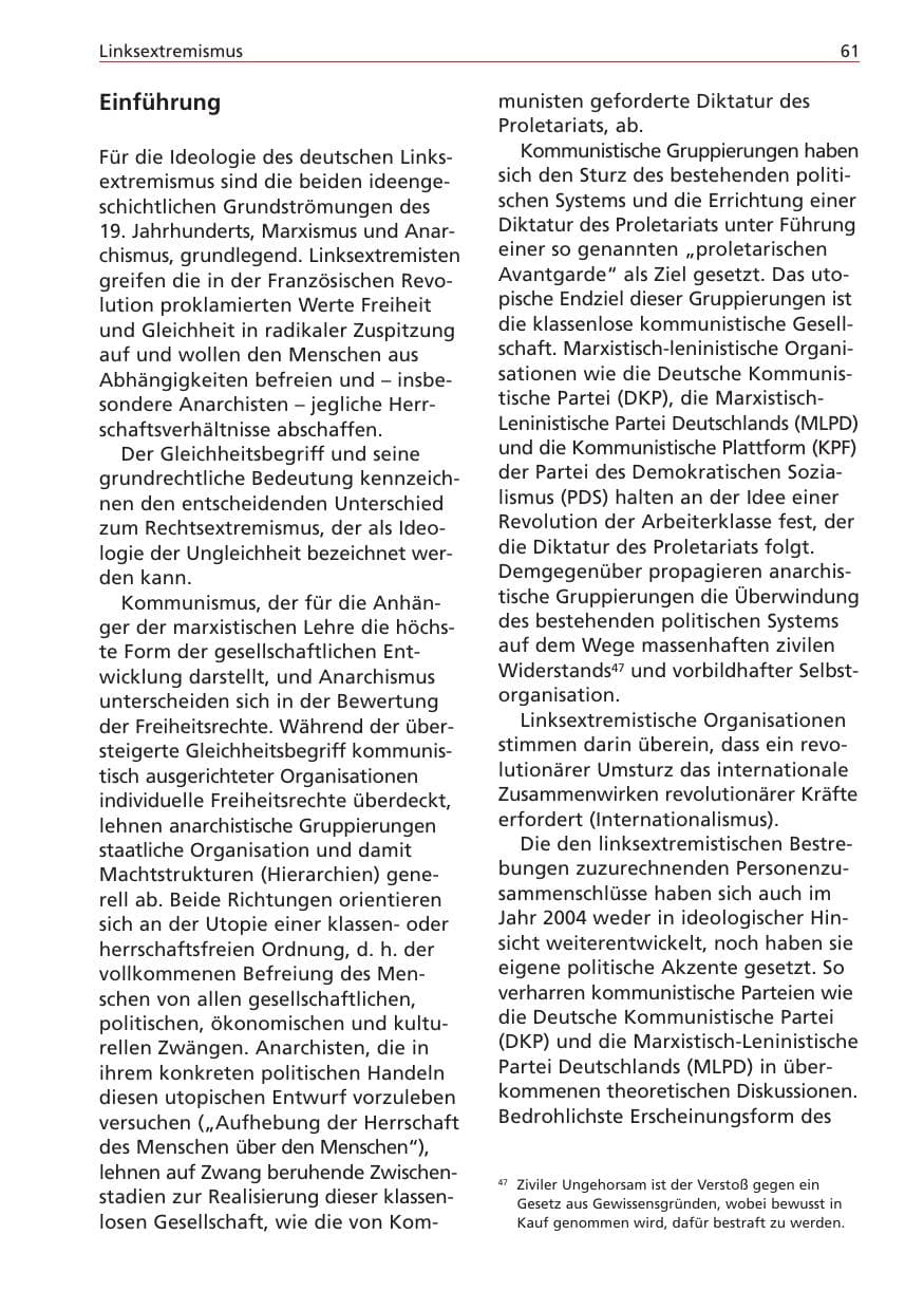 Seite 61 des Verfassungsschutzbericht 2004 Niedersachsen