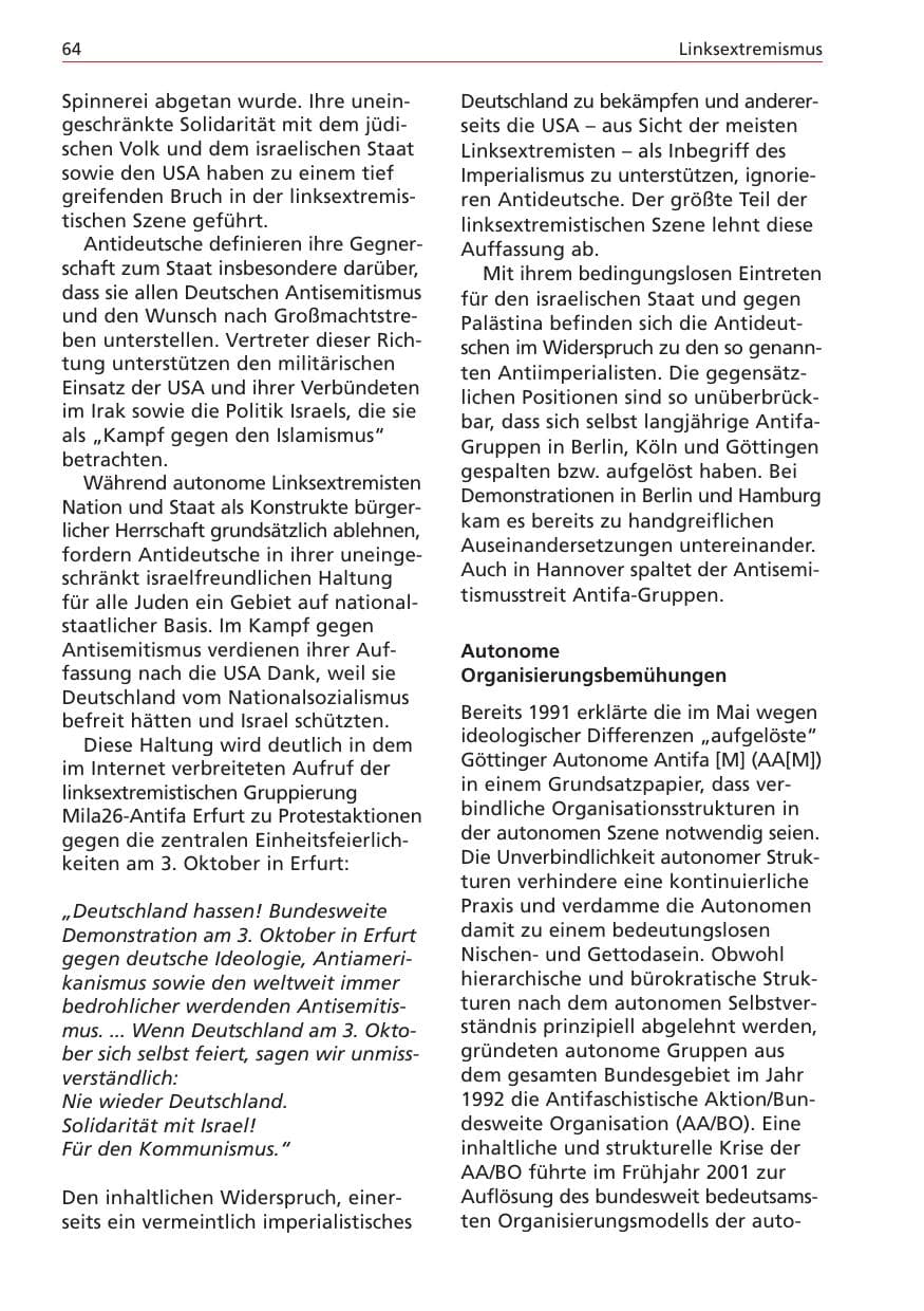 Seite 64 des Verfassungsschutzbericht 2004 Niedersachsen