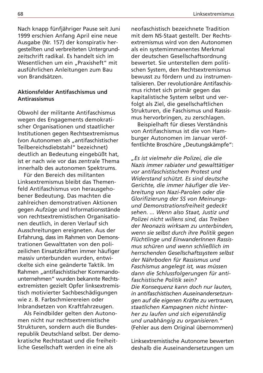 Seite 68 des Verfassungsschutzbericht 2004 Niedersachsen