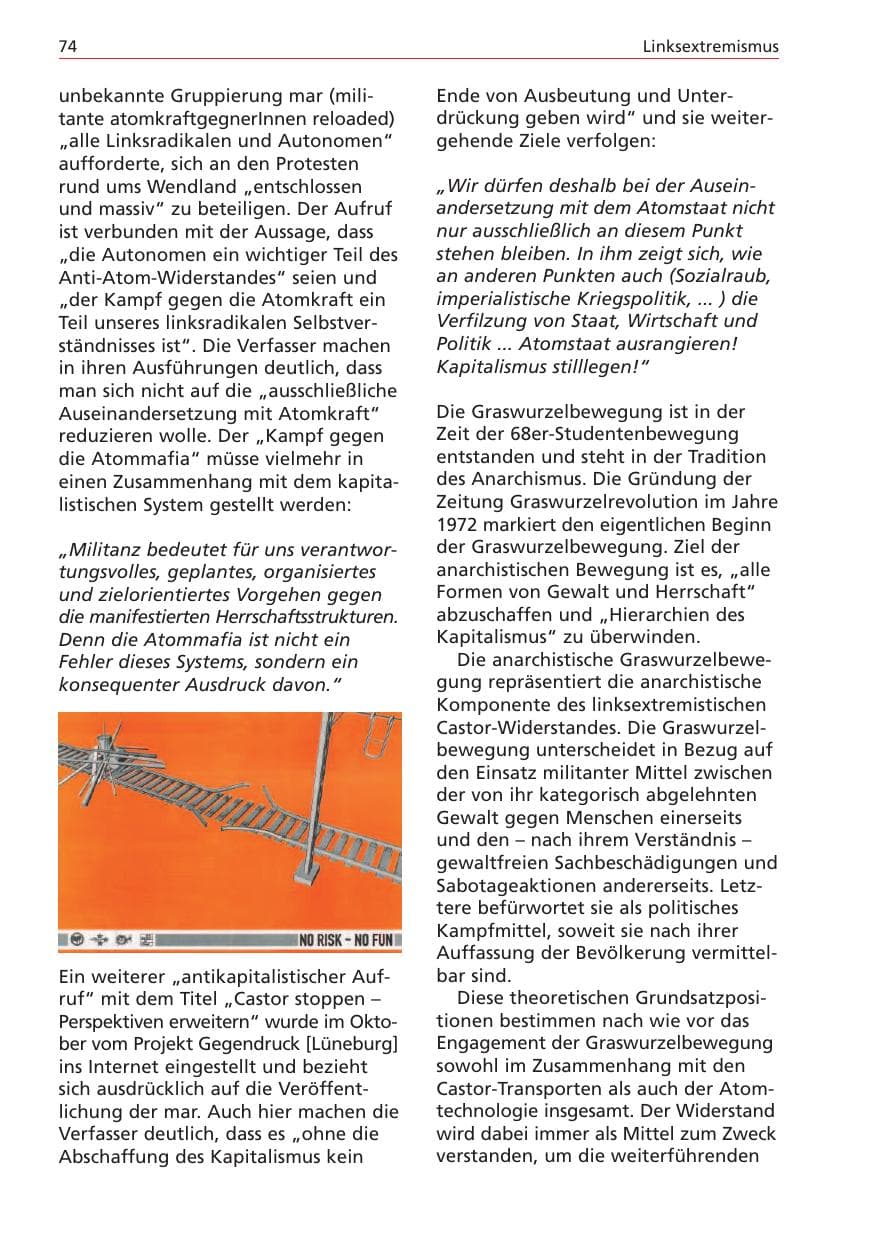 Seite 74 des Verfassungsschutzbericht 2004 Niedersachsen