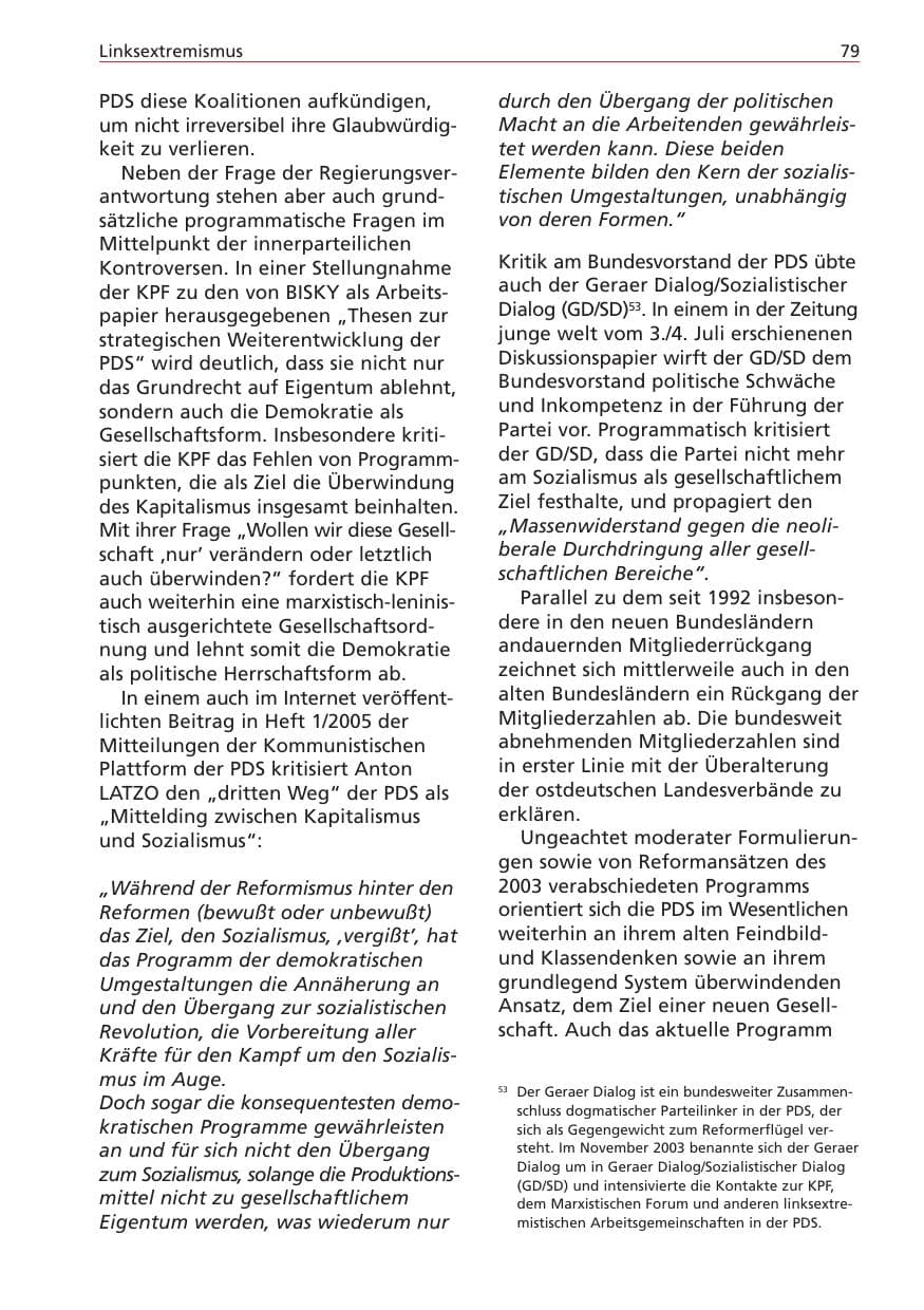 Seite 79 des Verfassungsschutzbericht 2004 Niedersachsen
