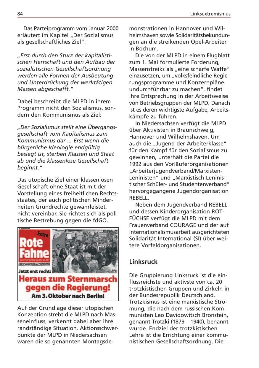 Seite 84 des Verfassungsschutzbericht 2004 Niedersachsen