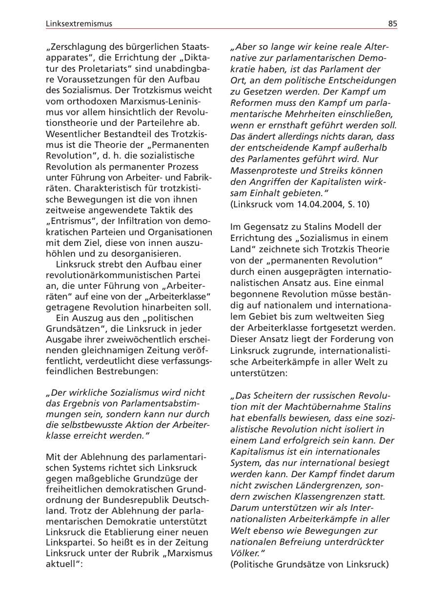 Seite 85 des Verfassungsschutzbericht 2004 Niedersachsen