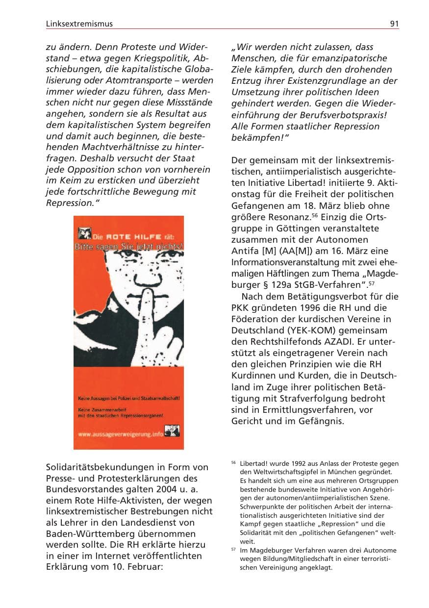 Seite 91 des Verfassungsschutzbericht 2004 Niedersachsen