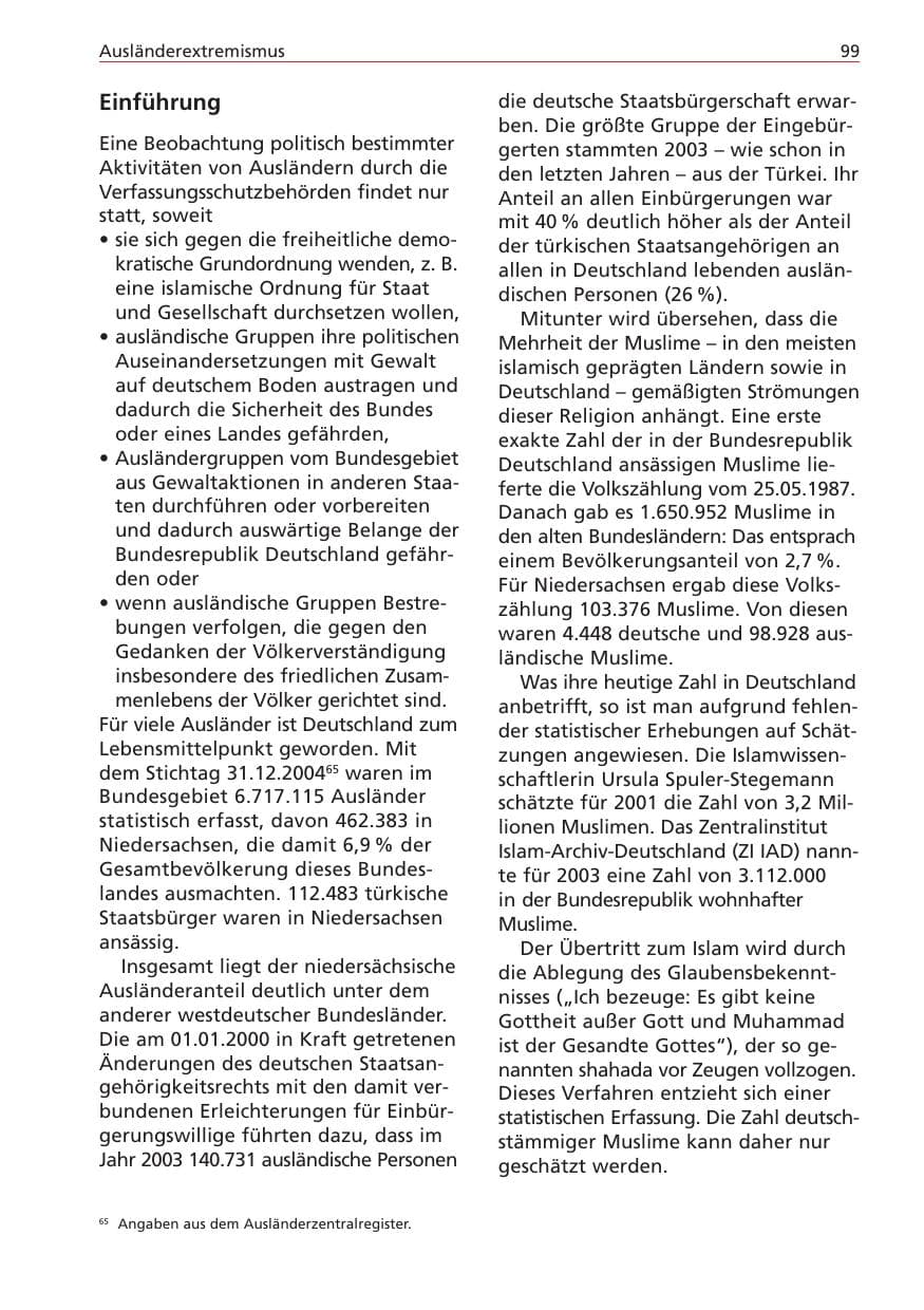 Seite 99 des Verfassungsschutzbericht 2004 Niedersachsen