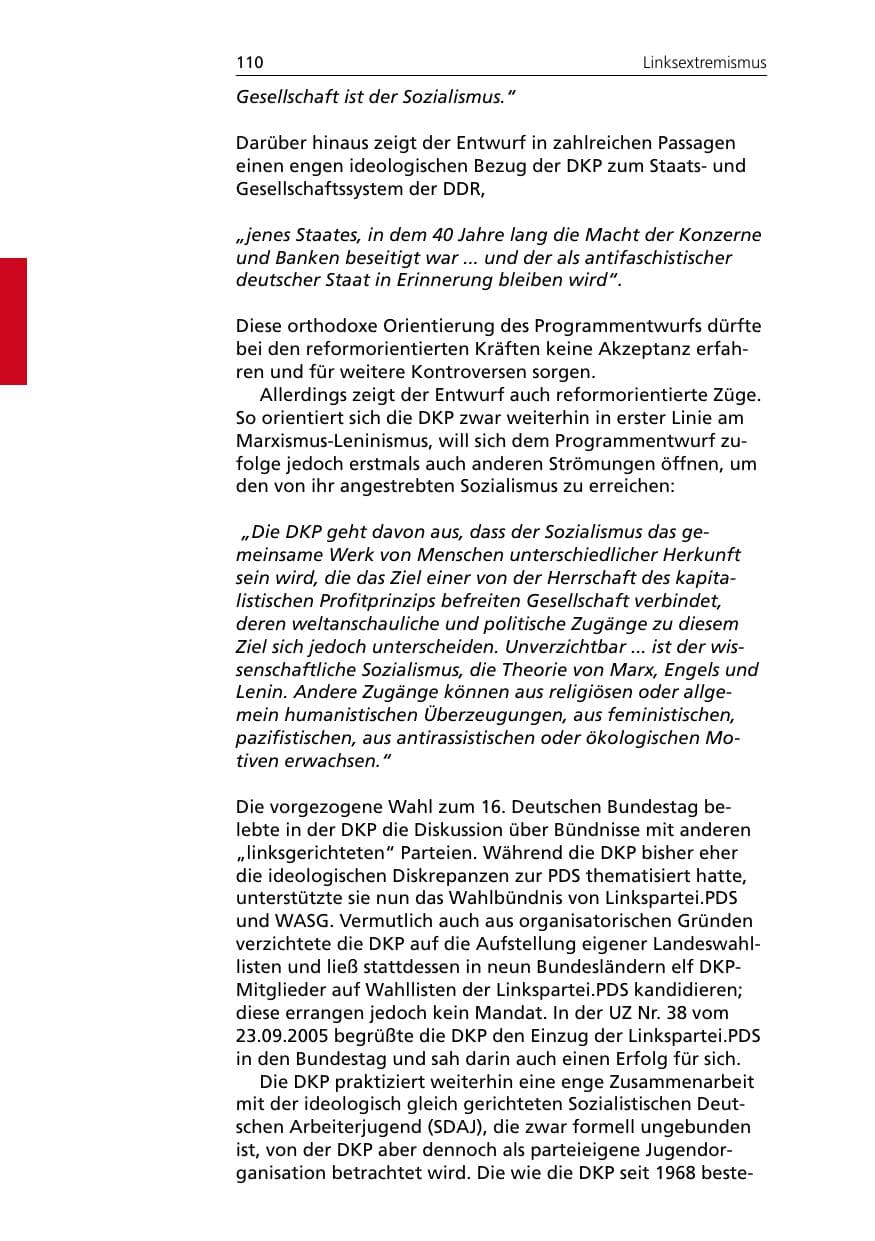 Seite 110 des Verfassungsschutzbericht 2005 Niedersachsen