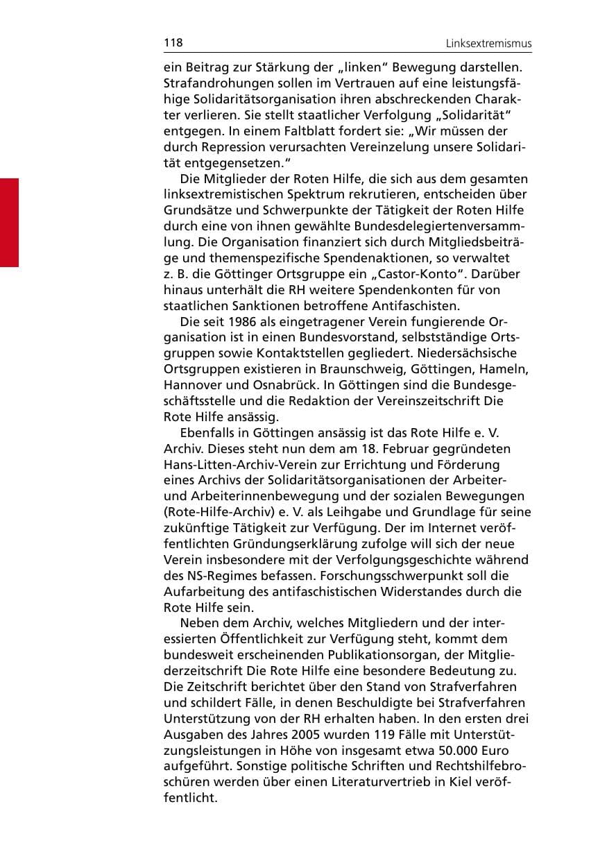 Seite 118 des Verfassungsschutzbericht 2005 Niedersachsen