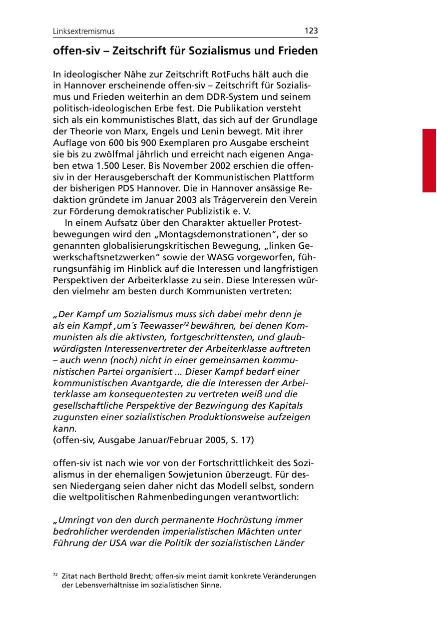Seite 123 des Verfassungsschutzbericht 2005 Niedersachsen