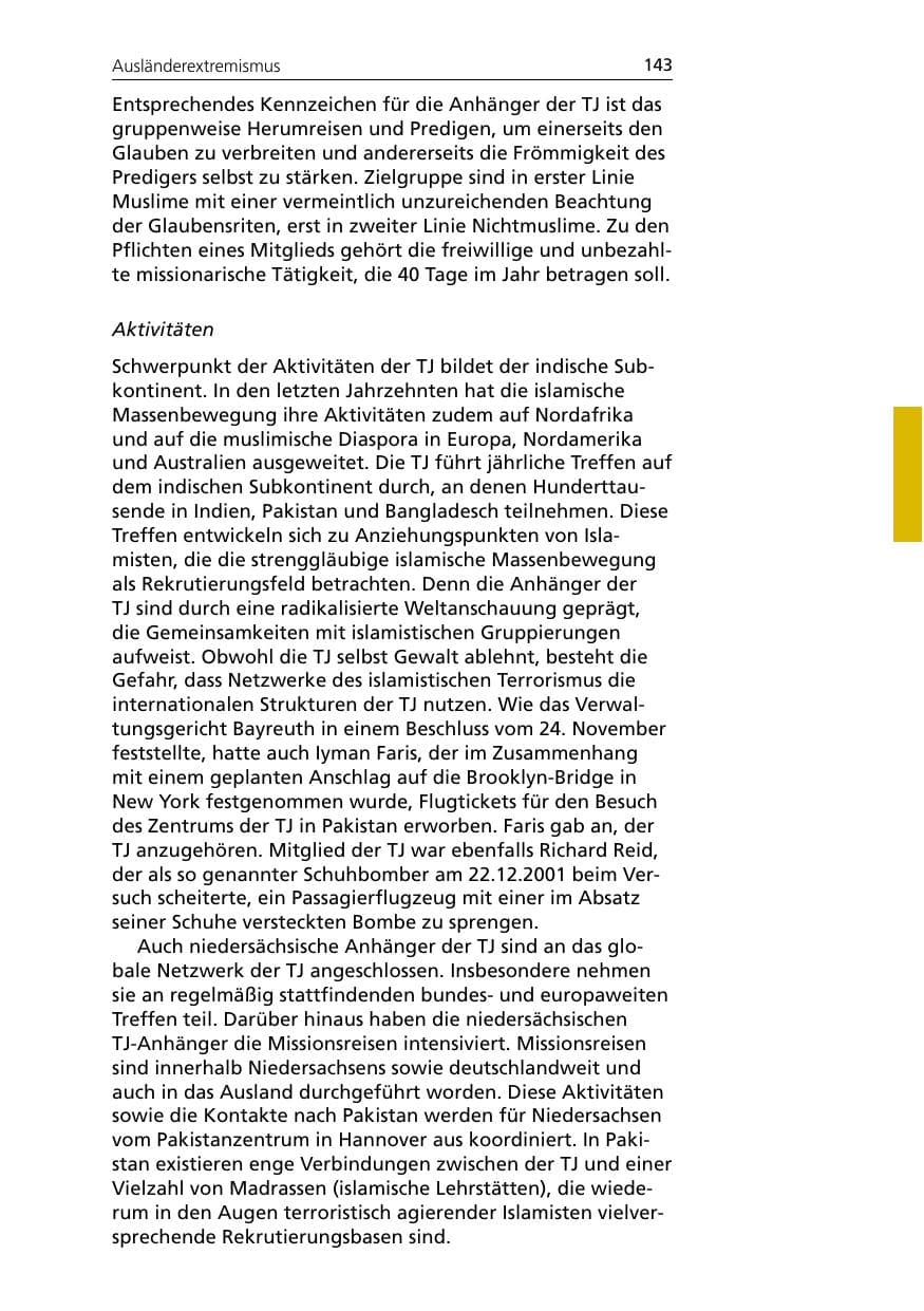 Seite 143 des Verfassungsschutzbericht 2005 Niedersachsen
