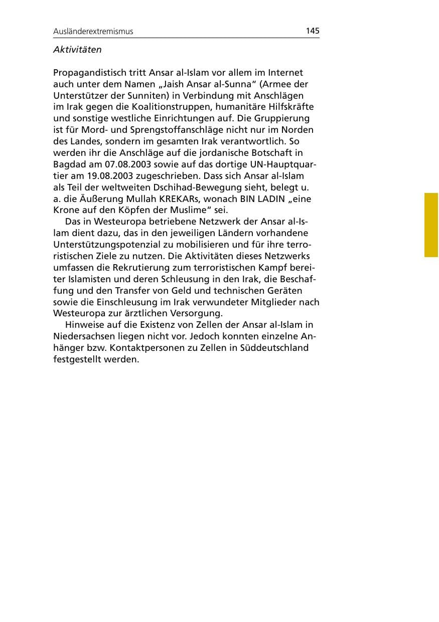Seite 145 des Verfassungsschutzbericht 2005 Niedersachsen