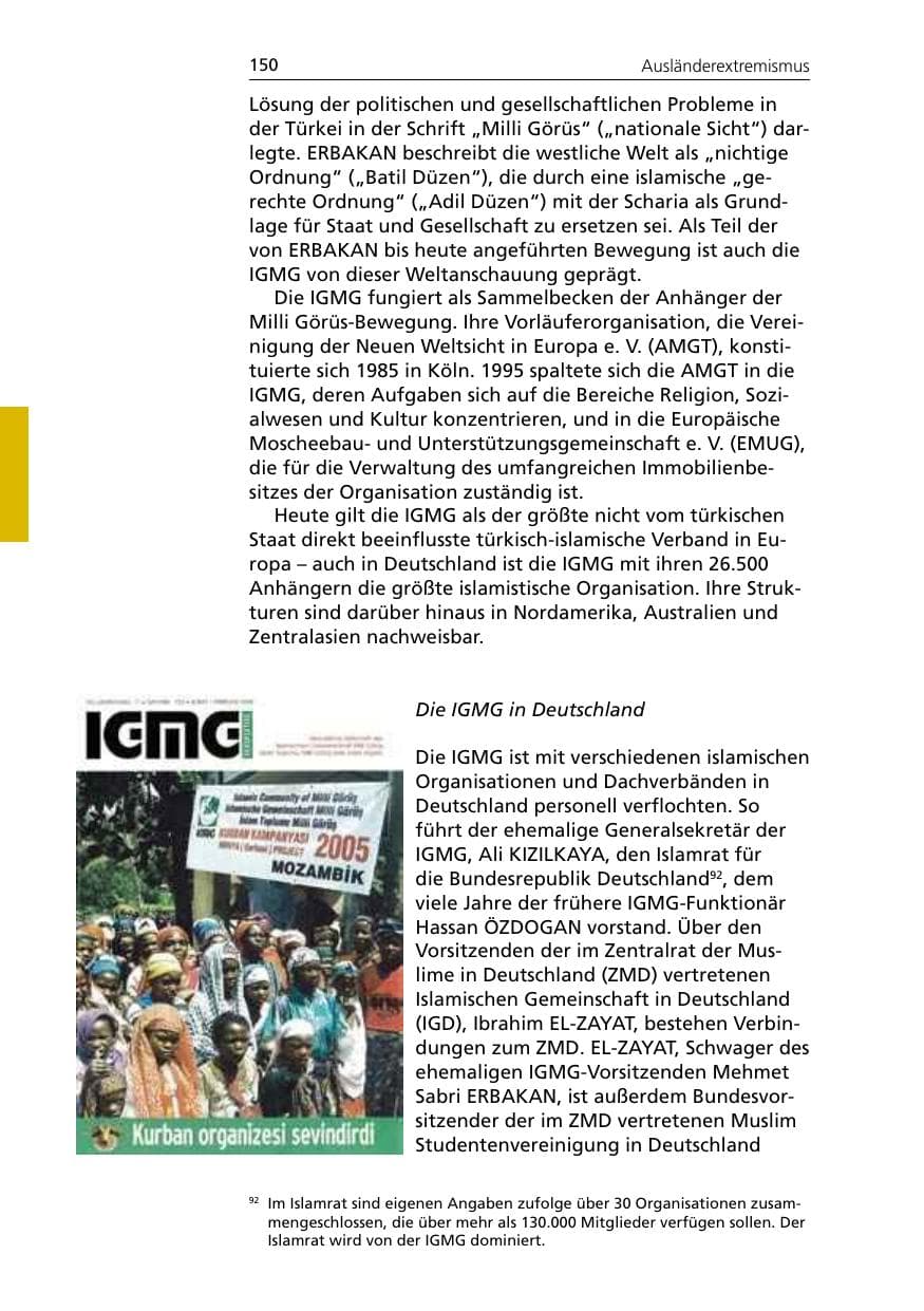 Seite 150 des Verfassungsschutzbericht 2005 Niedersachsen