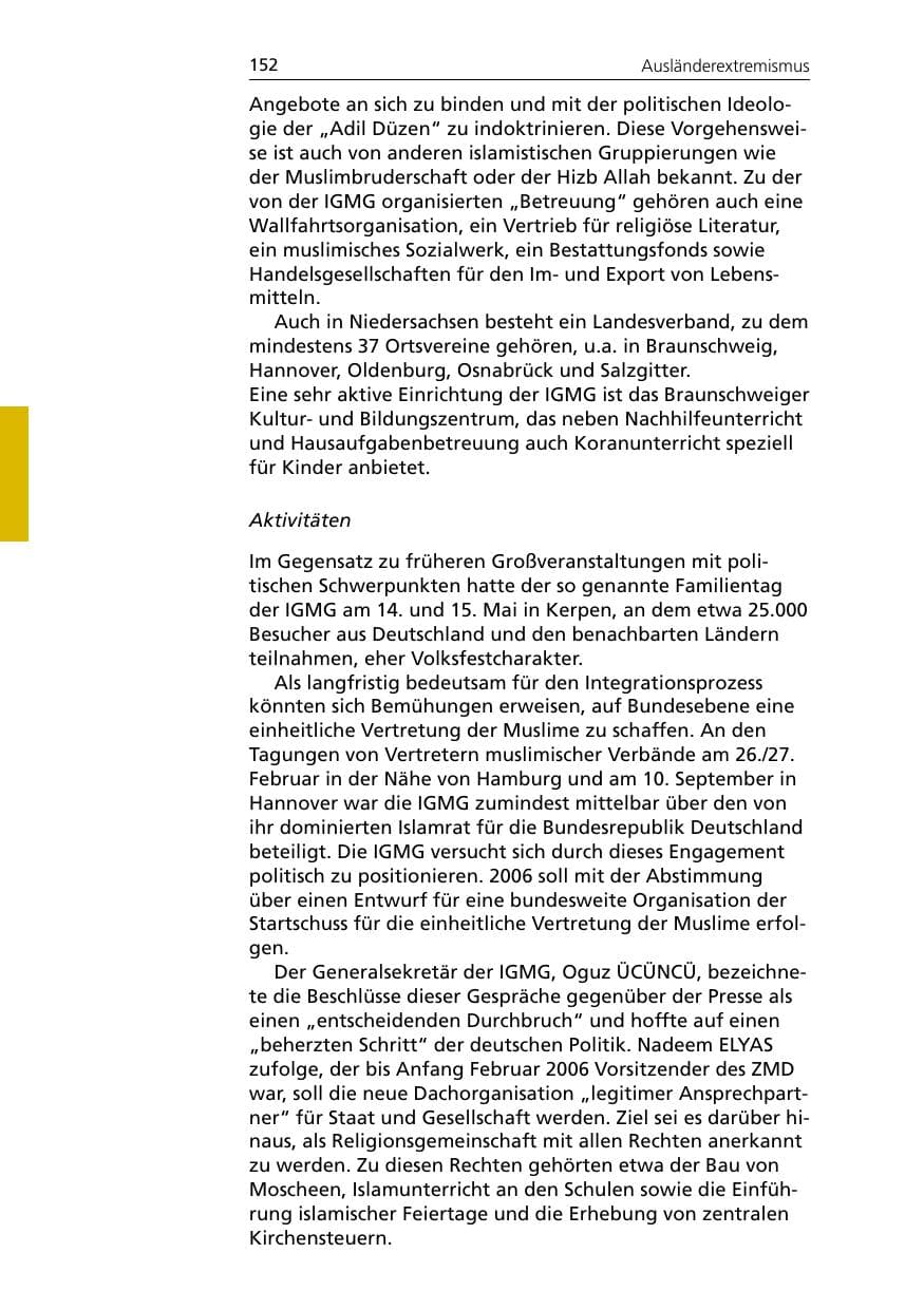 Seite 152 des Verfassungsschutzbericht 2005 Niedersachsen