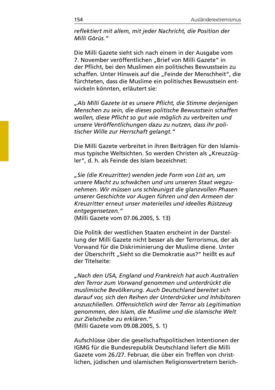 Seite 154 des Verfassungsschutzbericht 2005 Niedersachsen