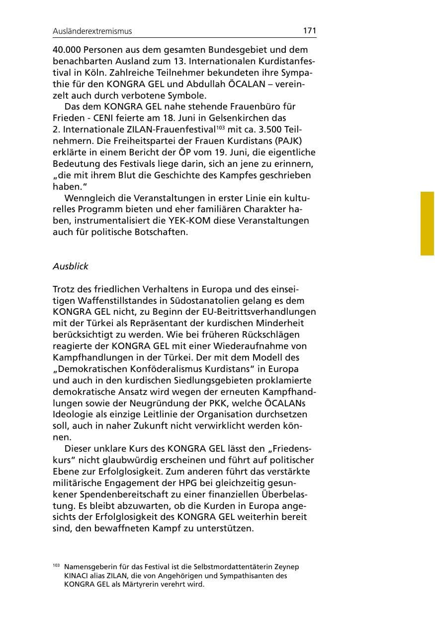Seite 171 des Verfassungsschutzbericht 2005 Niedersachsen
