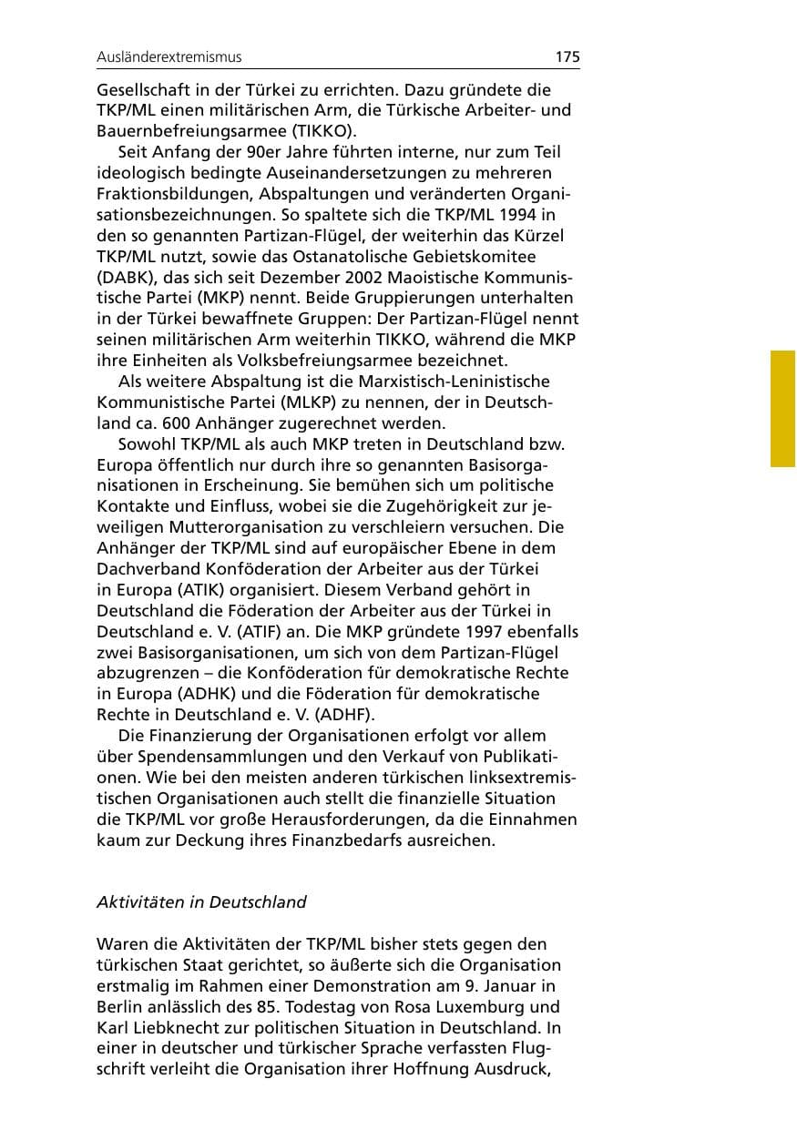 Seite 175 des Verfassungsschutzbericht 2005 Niedersachsen