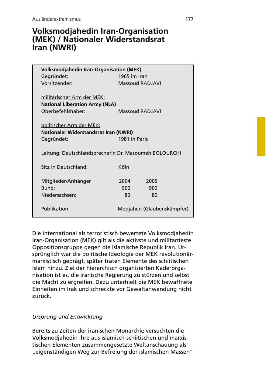 Seite 177 des Verfassungsschutzbericht 2005 Niedersachsen