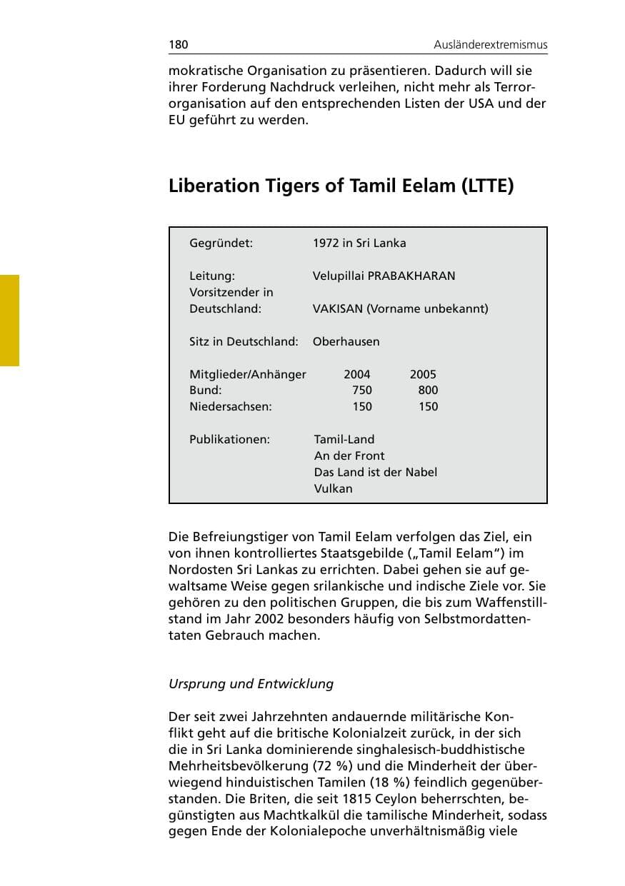 Seite 180 des Verfassungsschutzbericht 2005 Niedersachsen