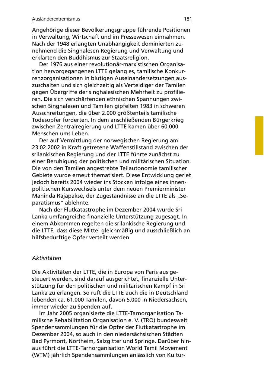 Seite 181 des Verfassungsschutzbericht 2005 Niedersachsen