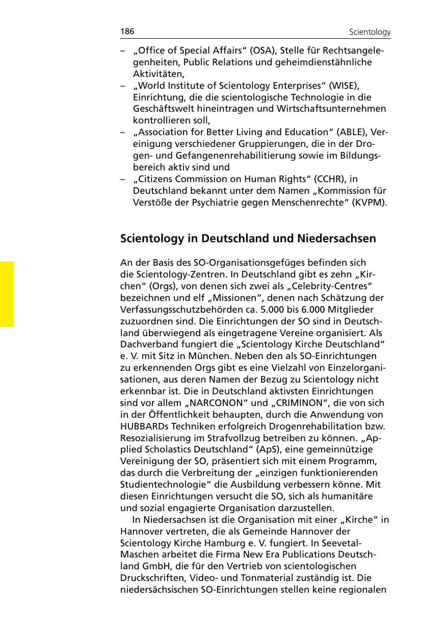 Seite 186 des Verfassungsschutzbericht 2005 Niedersachsen