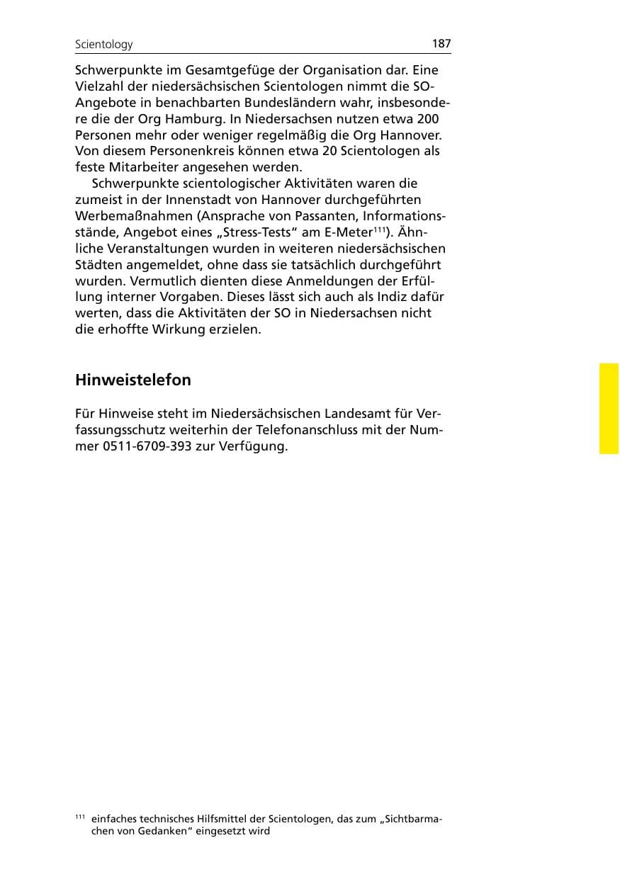 Seite 187 des Verfassungsschutzbericht 2005 Niedersachsen