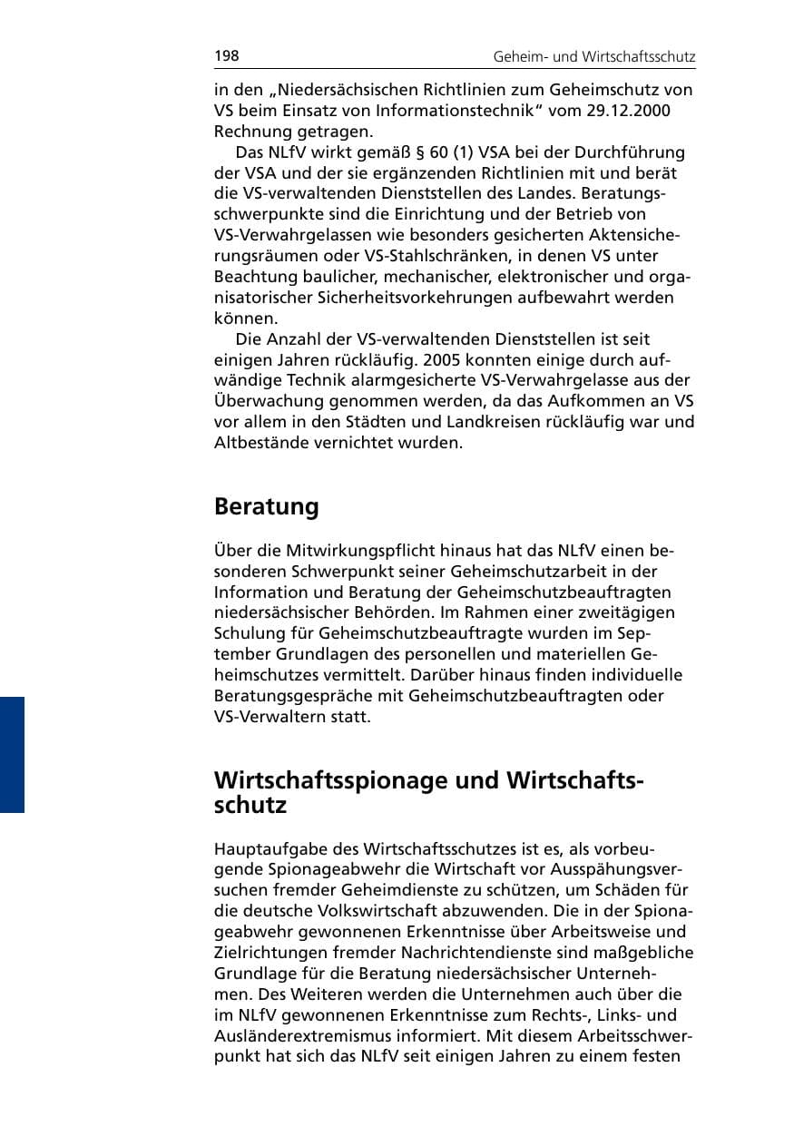 Seite 198 des Verfassungsschutzbericht 2005 Niedersachsen