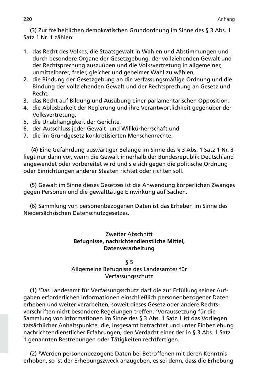 Seite 220 des Verfassungsschutzbericht 2005 Niedersachsen