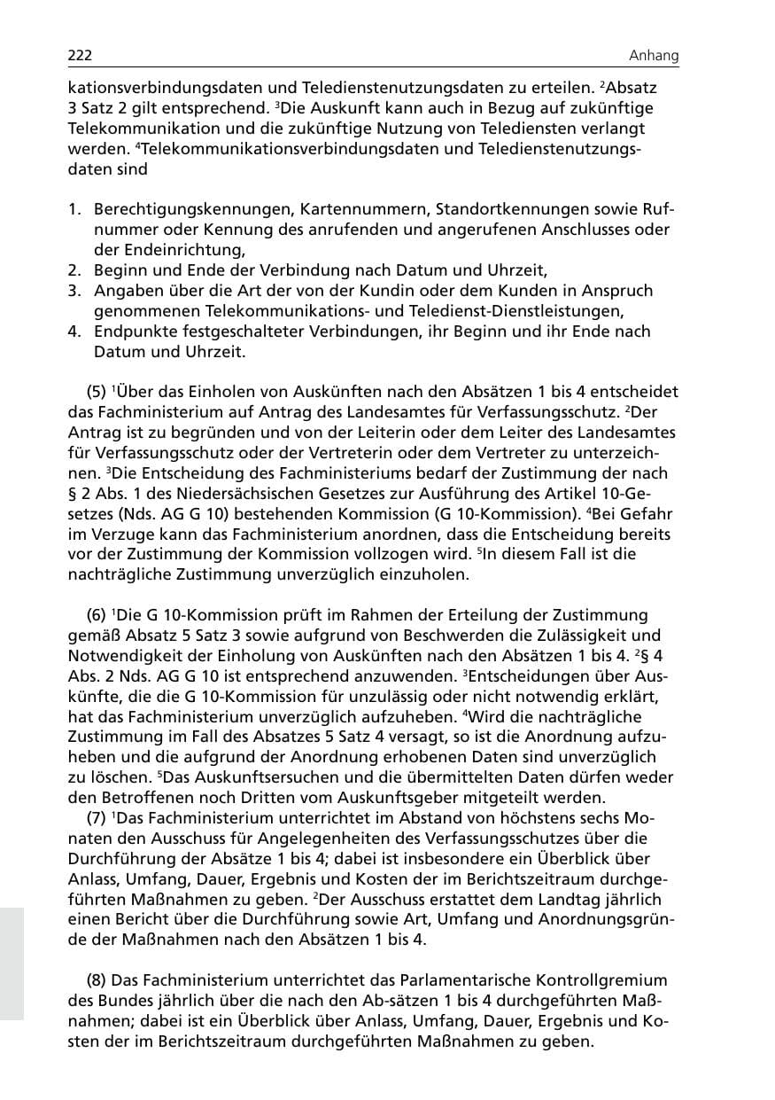 Seite 222 des Verfassungsschutzbericht 2005 Niedersachsen