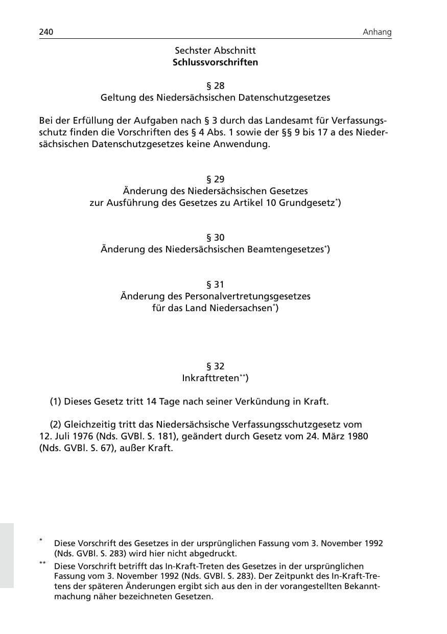 Seite 240 des Verfassungsschutzbericht 2005 Niedersachsen