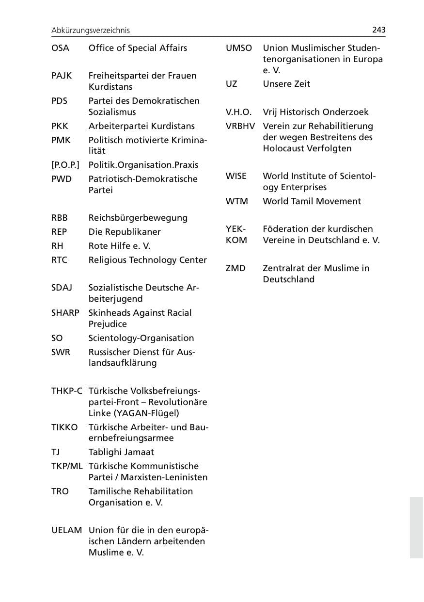 Seite 243 des Verfassungsschutzbericht 2005 Niedersachsen