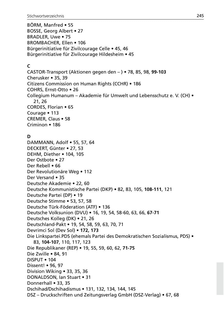 Seite 245 des Verfassungsschutzbericht 2005 Niedersachsen