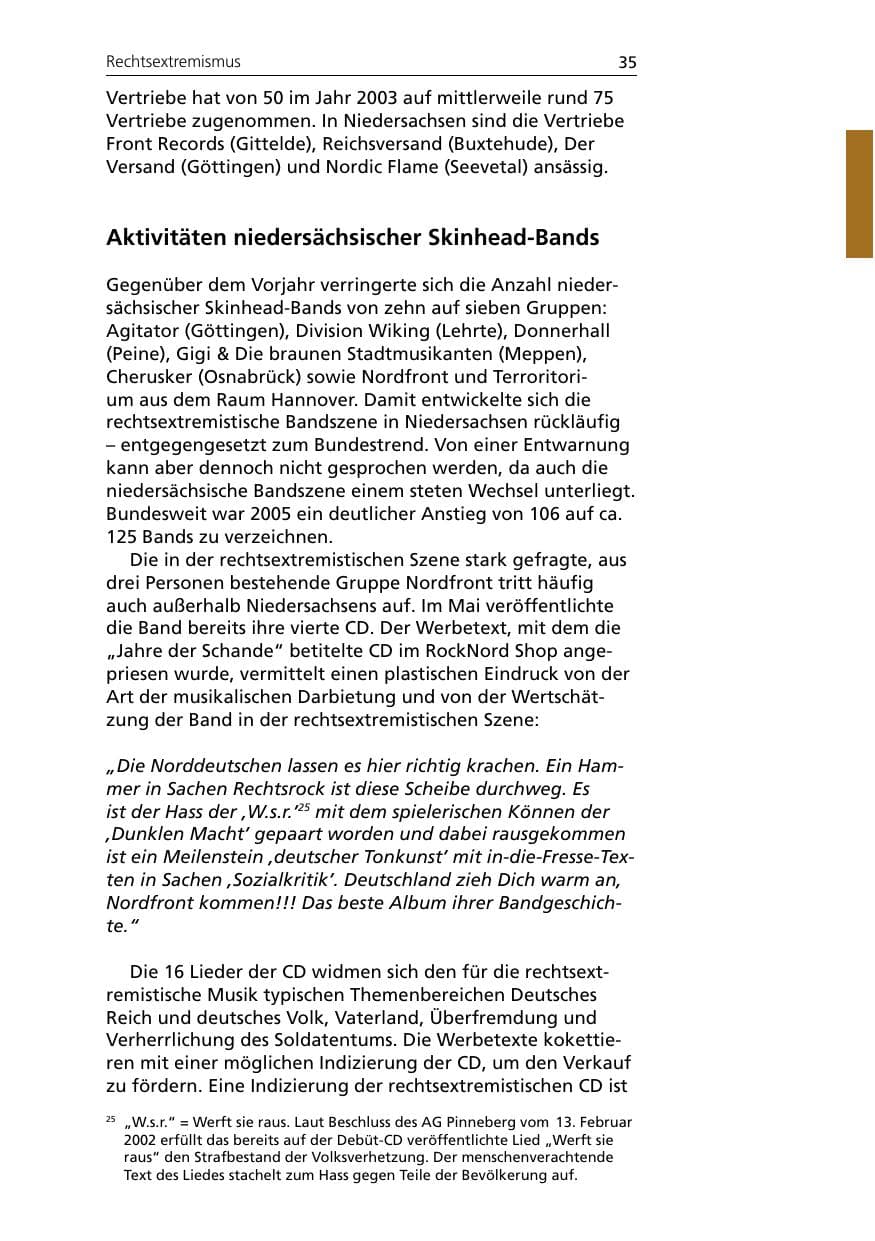 Seite 35 des Verfassungsschutzbericht 2005 Niedersachsen
