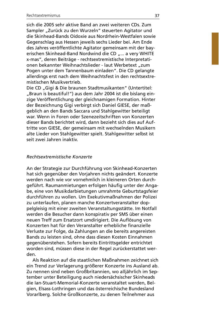 Seite 37 des Verfassungsschutzbericht 2005 Niedersachsen