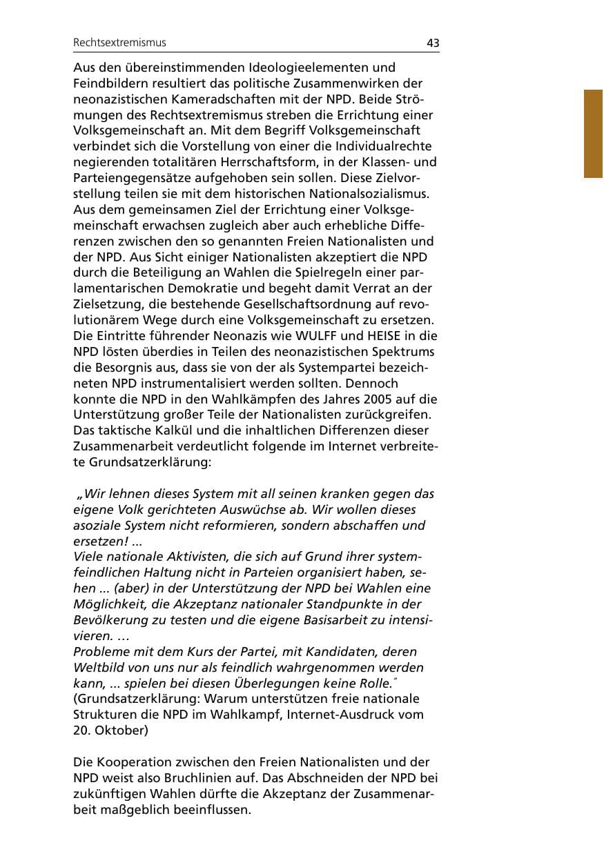 Seite 43 des Verfassungsschutzbericht 2005 Niedersachsen