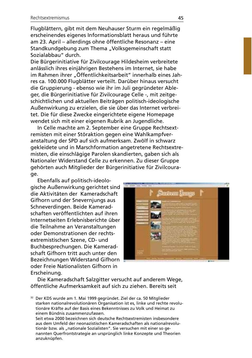 Seite 45 des Verfassungsschutzbericht 2005 Niedersachsen