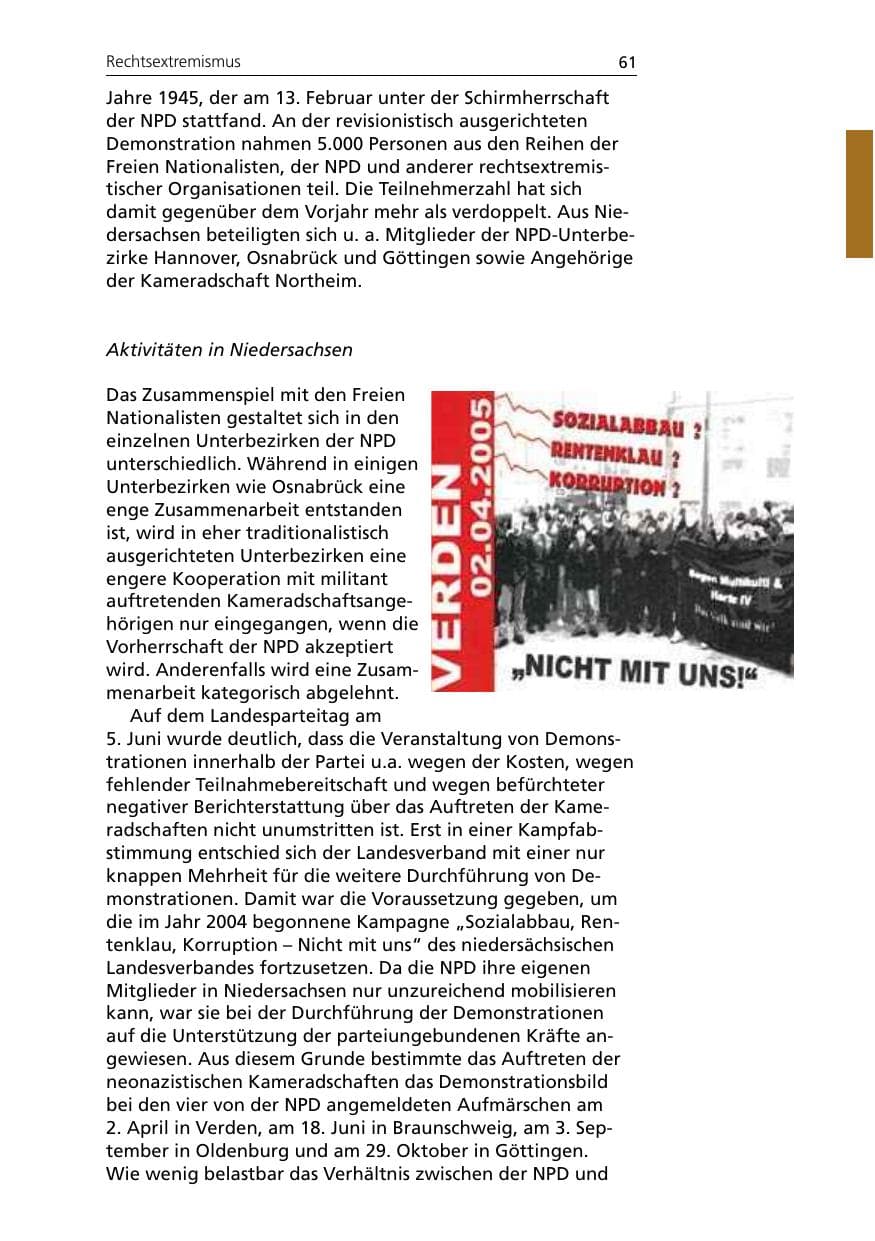 Seite 61 des Verfassungsschutzbericht 2005 Niedersachsen