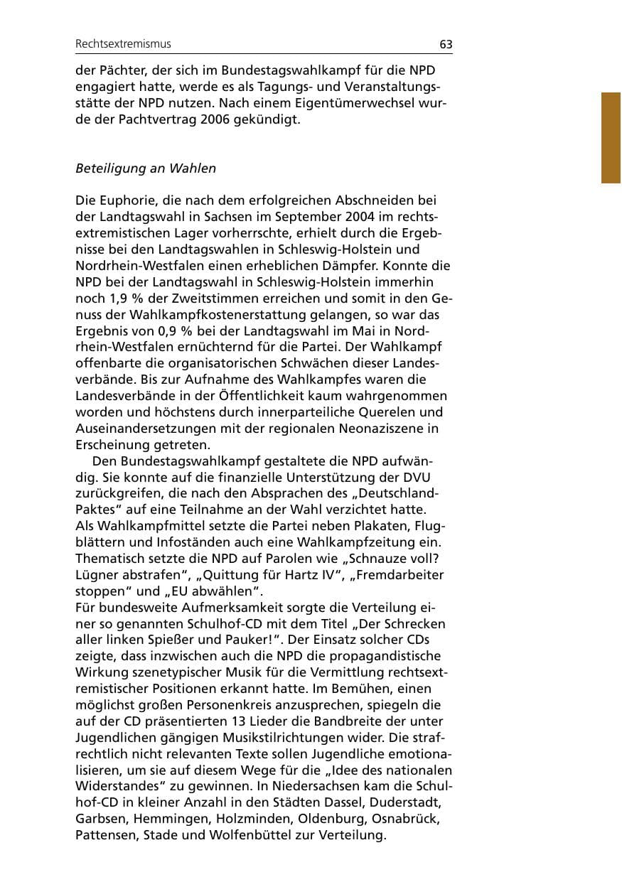 Seite 63 des Verfassungsschutzbericht 2005 Niedersachsen