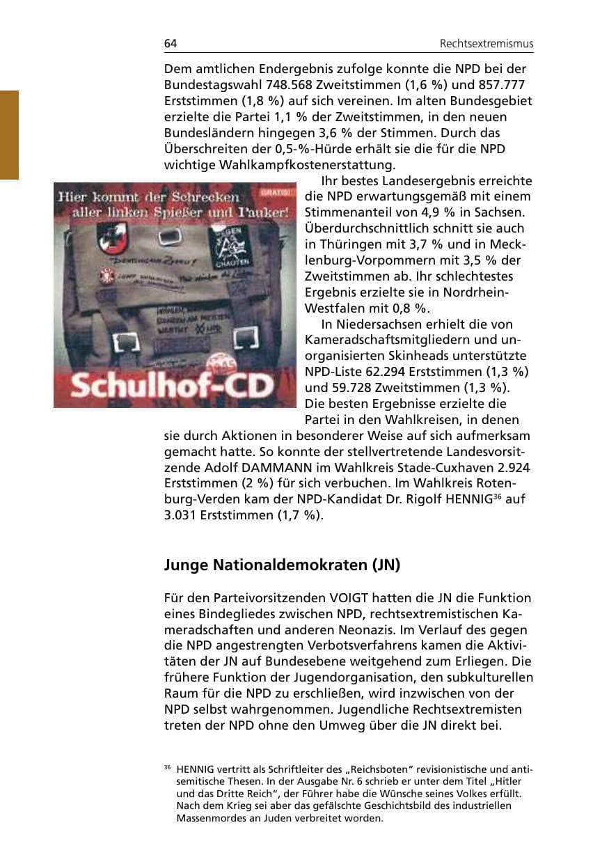 Seite 64 des Verfassungsschutzbericht 2005 Niedersachsen
