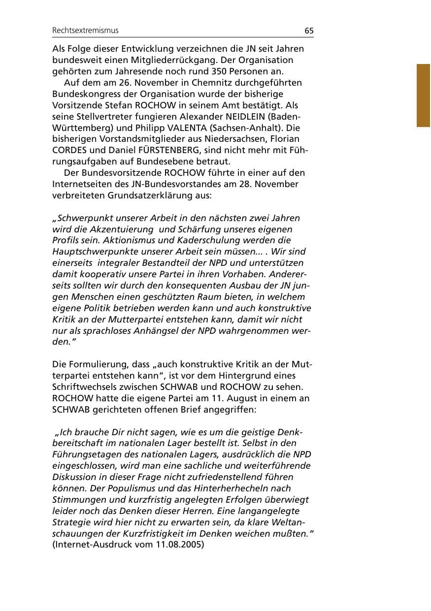 Seite 65 des Verfassungsschutzbericht 2005 Niedersachsen
