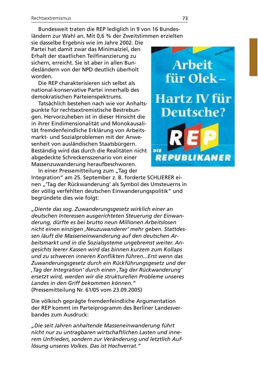 Seite 73 des Verfassungsschutzbericht 2005 Niedersachsen