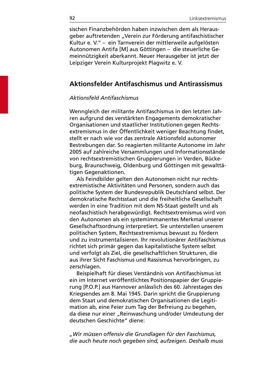 Seite 92 des Verfassungsschutzbericht 2005 Niedersachsen