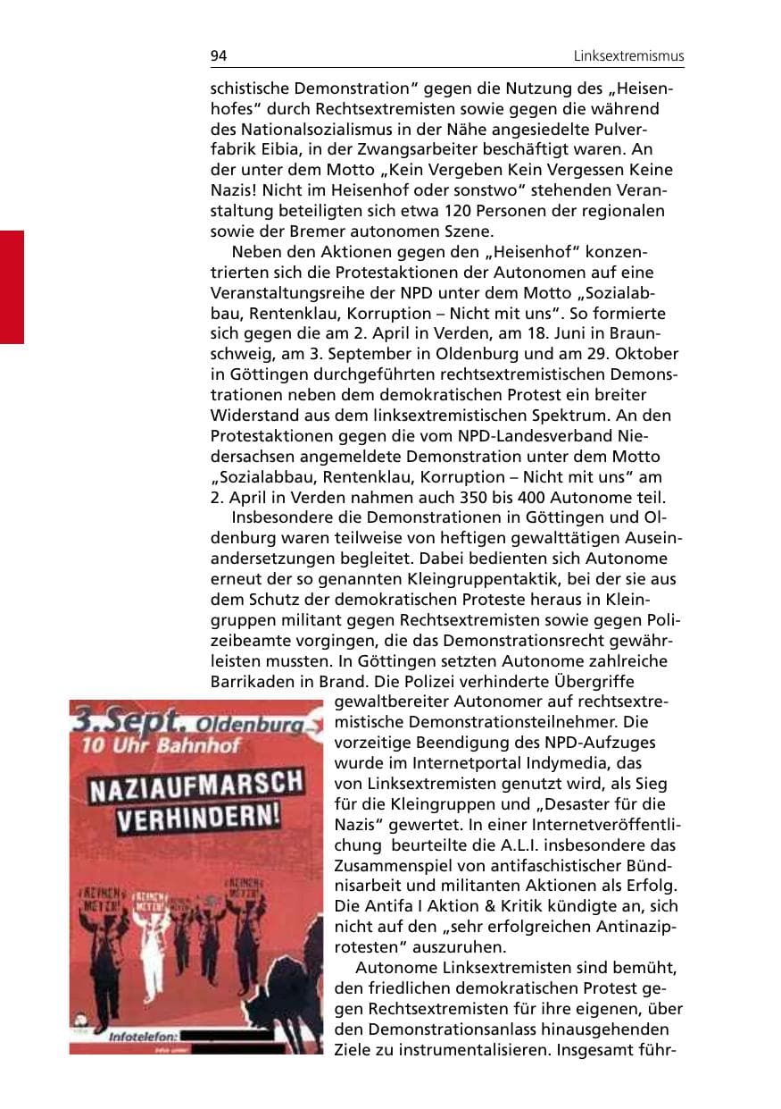Seite 94 des Verfassungsschutzbericht 2005 Niedersachsen