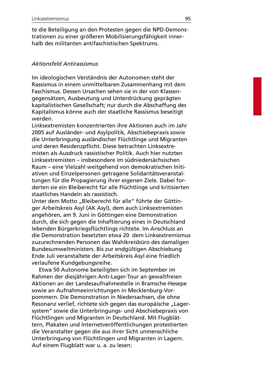 Seite 95 des Verfassungsschutzbericht 2005 Niedersachsen