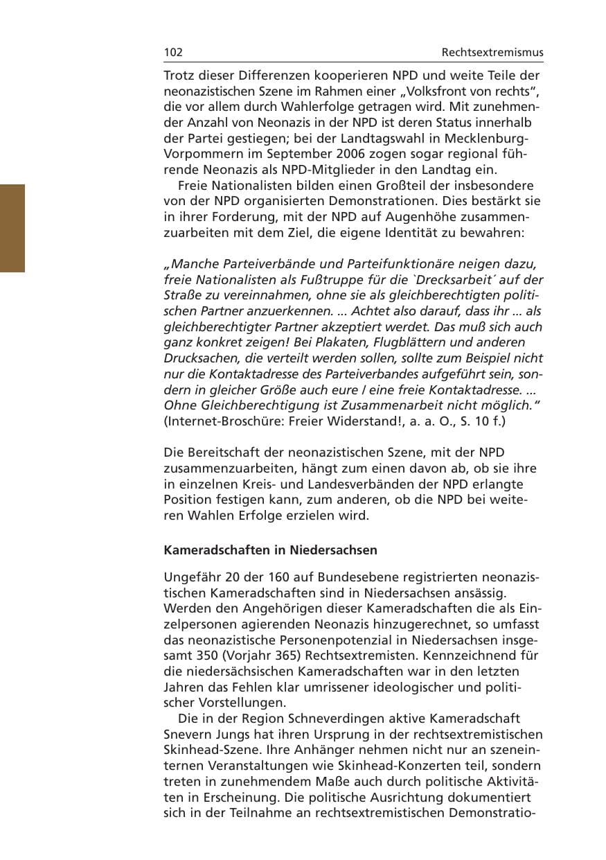 Seite 103 des Verfassungsschutzbericht 2006 Niedersachsen