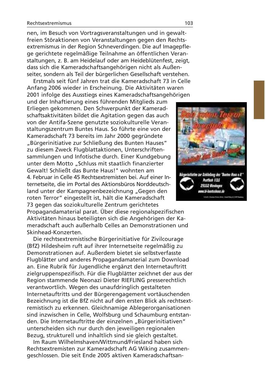 Seite 104 des Verfassungsschutzbericht 2006 Niedersachsen