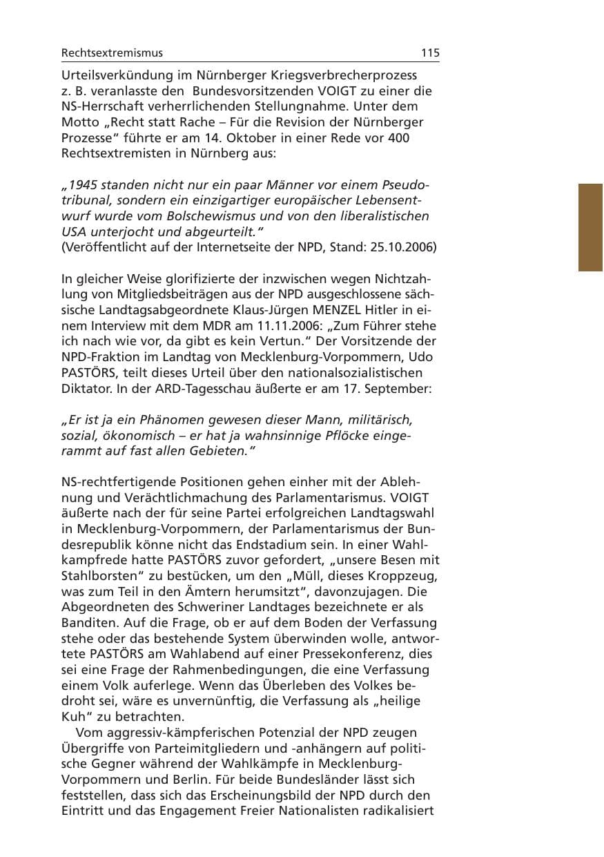 Seite 116 des Verfassungsschutzbericht 2006 Niedersachsen