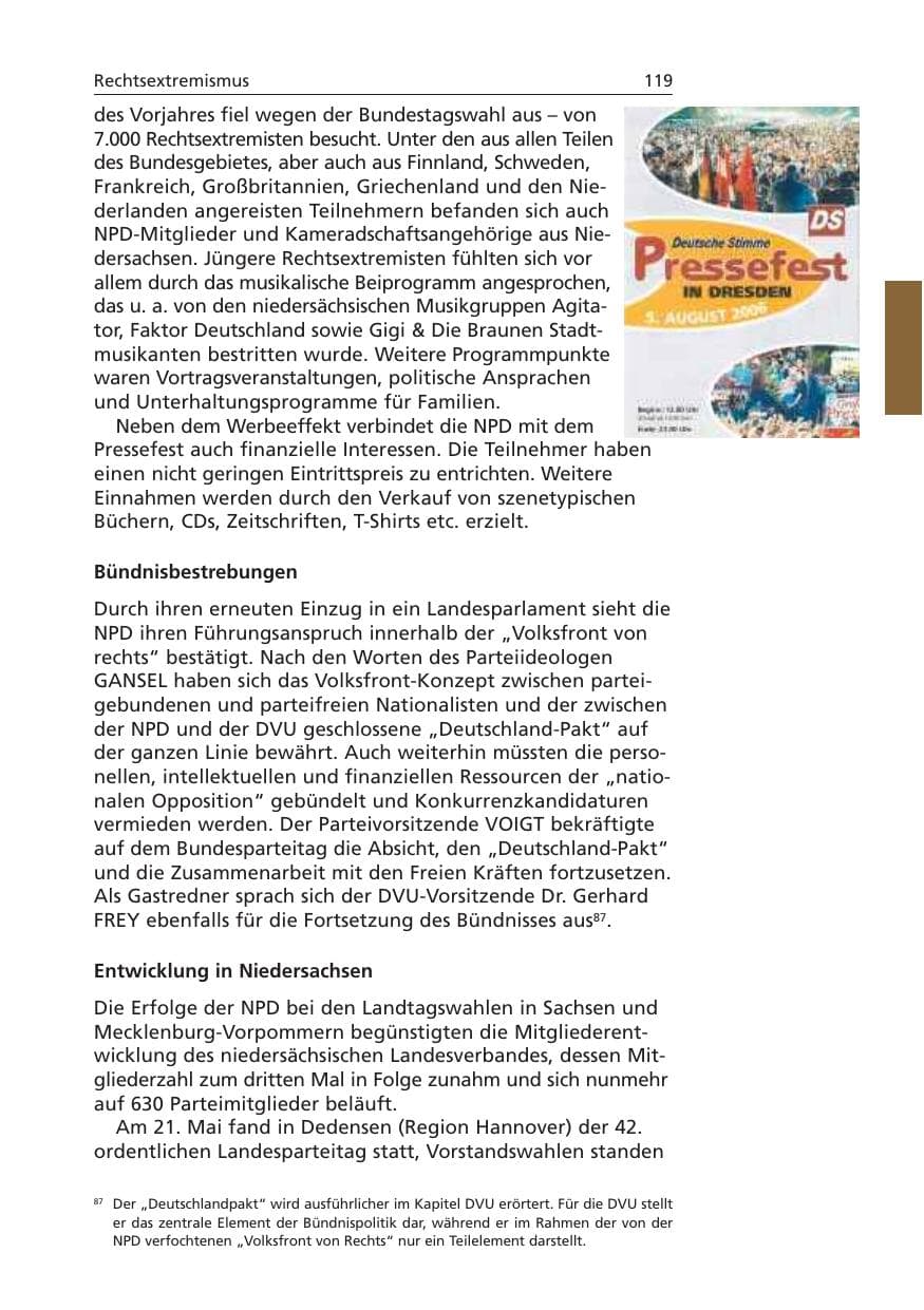 Seite 120 des Verfassungsschutzbericht 2006 Niedersachsen